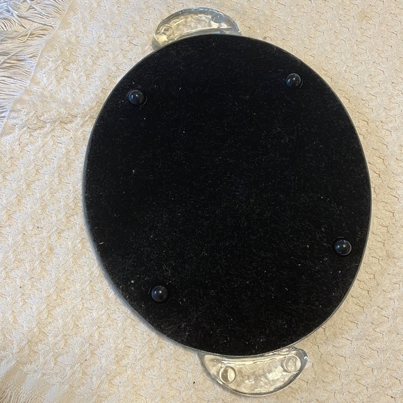  Mirrored Round Vanity Tray Frosted Glass Fish Handles and Felt Bottom - Picture 5 of 5